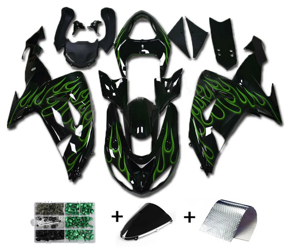 

Artudatech Motorcycle Fairing Injection Plastic Green Red Black Kit Fit For Kawasaki Zx10R 2006 2007 ZX-10R