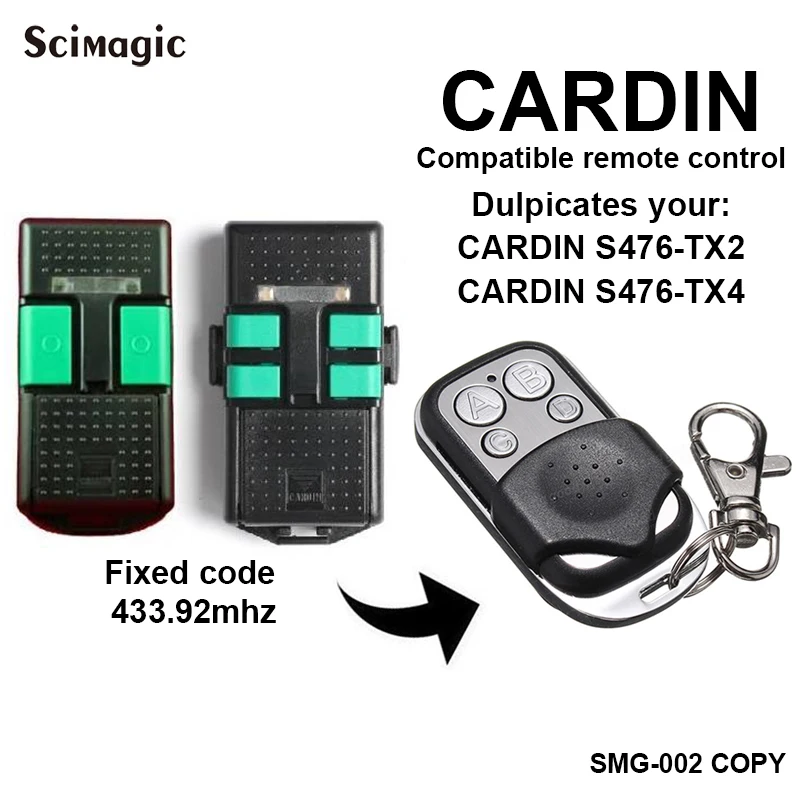 100% For Cardin S449 QZ1 QZ2 QZ3 QZ4 433.92MHz Rolling Code Remote Control Compatible Cardin S476-TX2/TX4 Fixed Code Opener