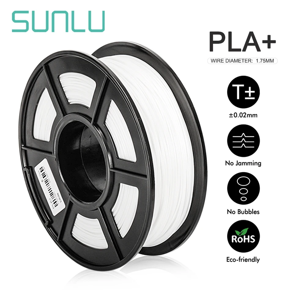 SUNLU PLA Plus 3D Printer Filament Free Ship 1KG/roll 1.75mm Tolerance +/-0.02mm 100% No Bubble For 3D Printer Eco-friendly