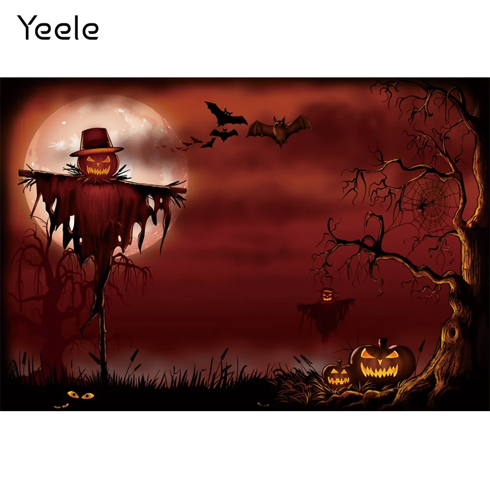 Yeele Halloween Photocall Red Moon Bat Pumpkin Photography Backdrop Photographic Decoration Backgrounds For Photo Studio