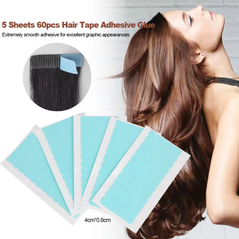 

5 Sheets Hair Tape Adhesive Glue 4cm*0.8cm Double Side Tape Waterproof For Lace Wig Hair Extension Tool T0595