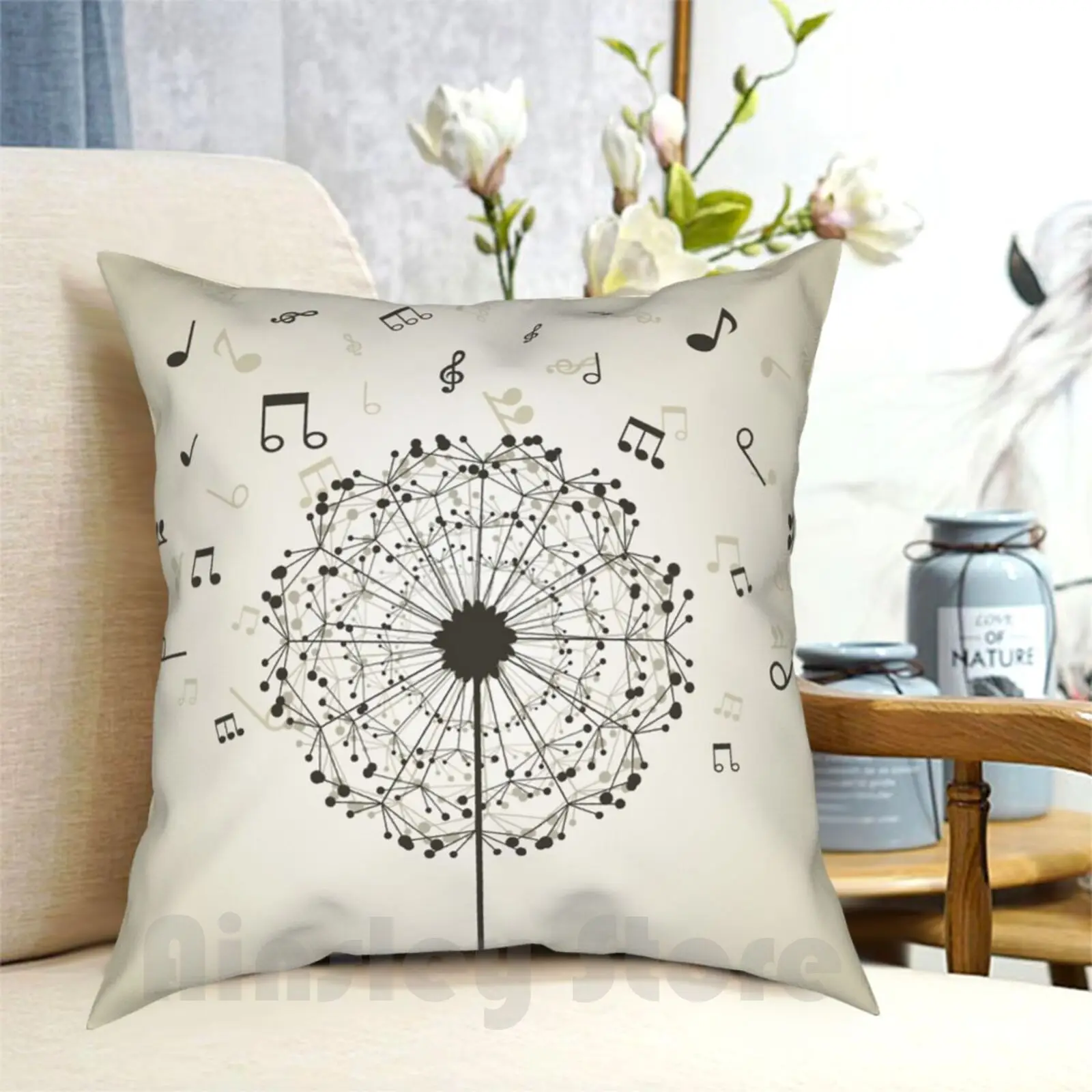 Music A Dandelion Pillow Case Printed Home Soft Throw Pillow Biology Blowing Botany Collection Dandelion Environment