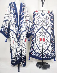 African Women Fashion Outfits Printed Two Pieces Set Plus Size Bohemian Kuwait Loose Kaftan Pants +Long Kimonos For Party