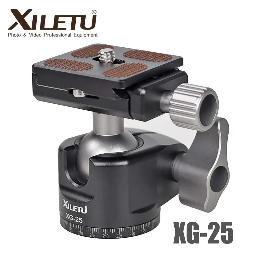 XILETU XG-25 panoramic camera tripod and 360° quick release ball head, mounted with aluminum alloy ball head with 1/4 screw