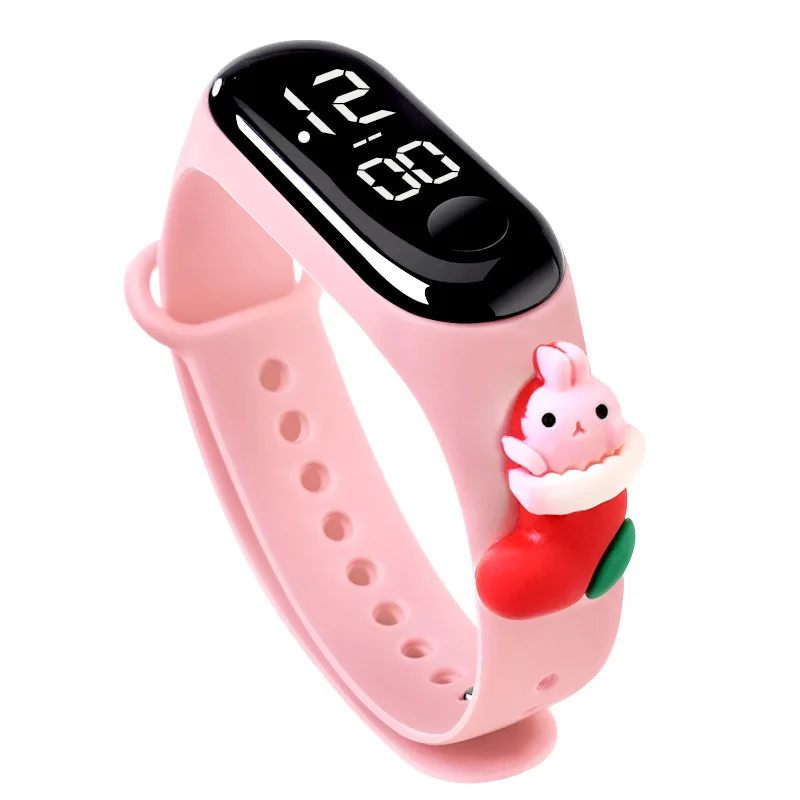 Kinderen kijken digitaal kinderhorloge LED studentenhorloges Sport digitaal horloge voor kinderen Klok Siliconen band Kerstman Kerstcadeau