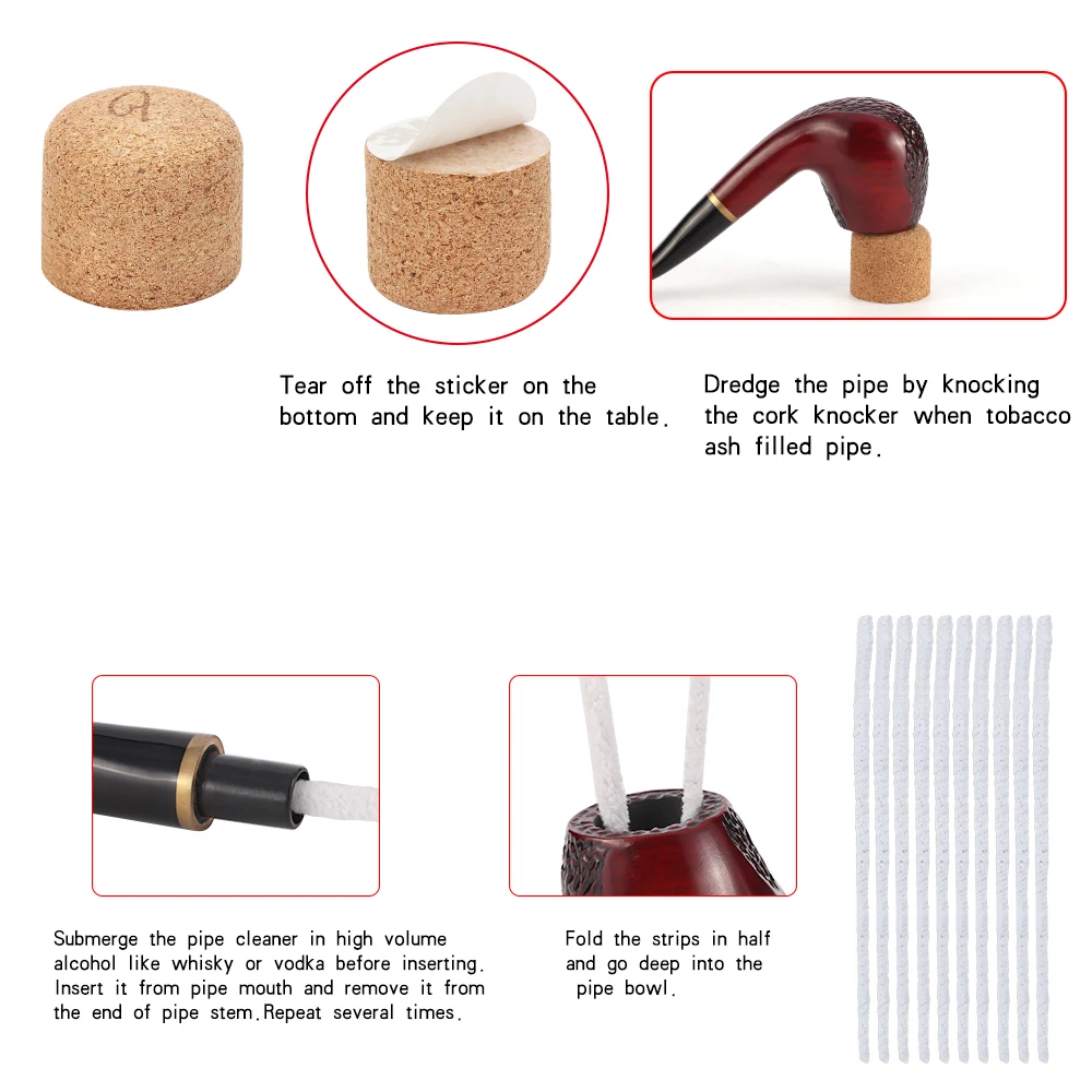 Super Smoking Tobacco Pipe Set Classic Wooden Tobacco Red Sandalwood Pipe Chimney Filter For Smoking  Accessories