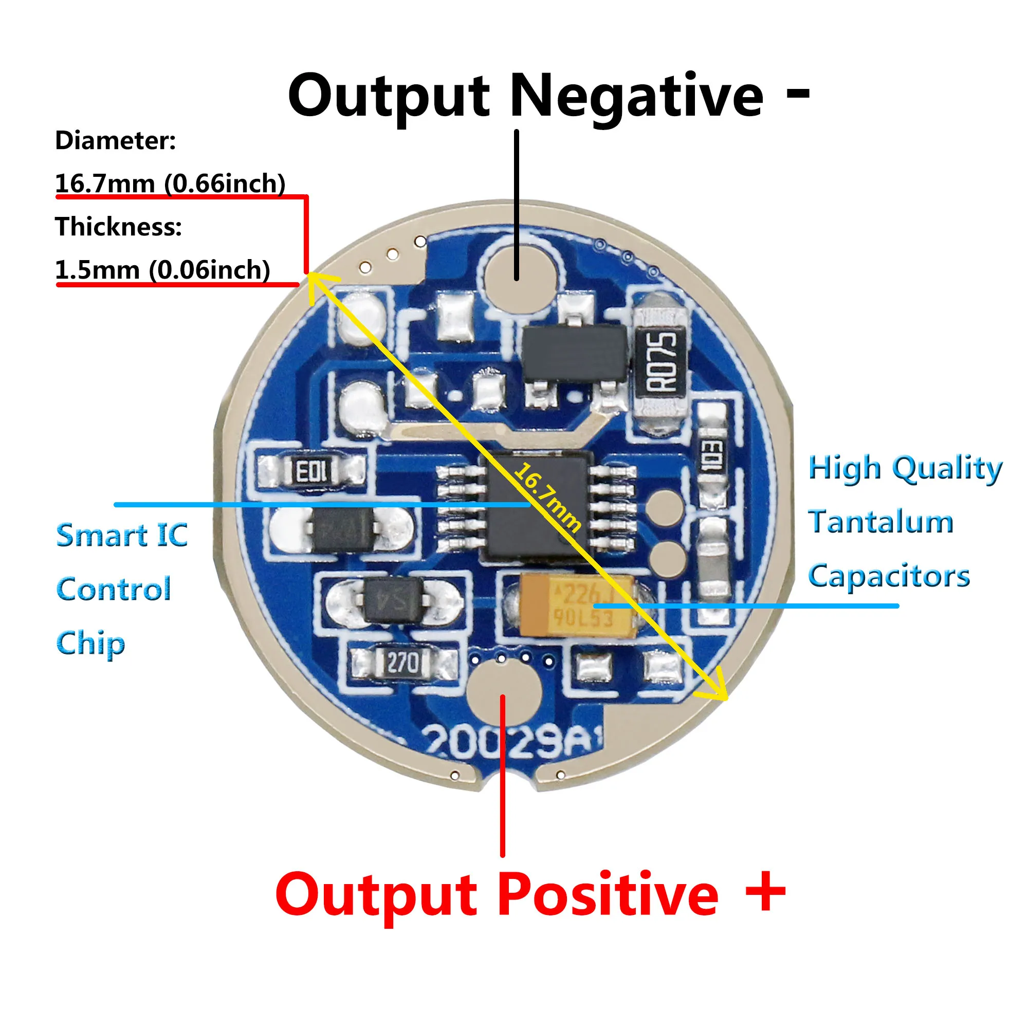 4pcs LED Flashlight Constant Current Driver Board Input DC3.7-4.2V DIA=16.7MM Output DC3-4V For LED 3w 5w 10w 18w With 5-Modes