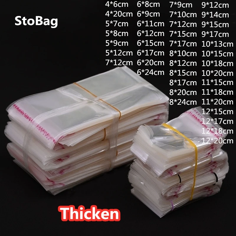 StoBag Thicken Transparent Self Adhesive Bag For Sugar Candies OPP Plastic Poly Packaging Bags Storage Wraping Dust-Proof