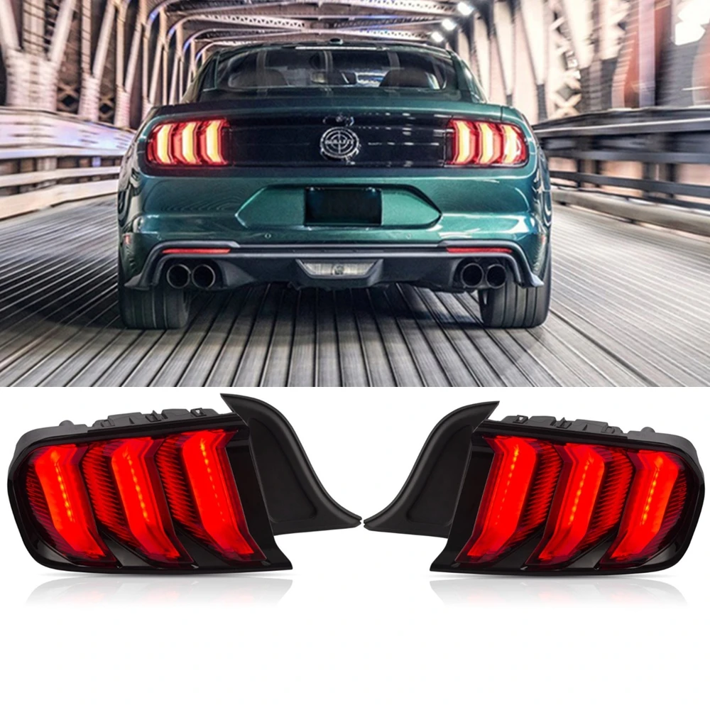 

12V Car LED Tail Lights For Ford Mustang Taillights 2015-2019 Five Modes Rear DRL Brake Turn Signal Light Accessories 2pcs