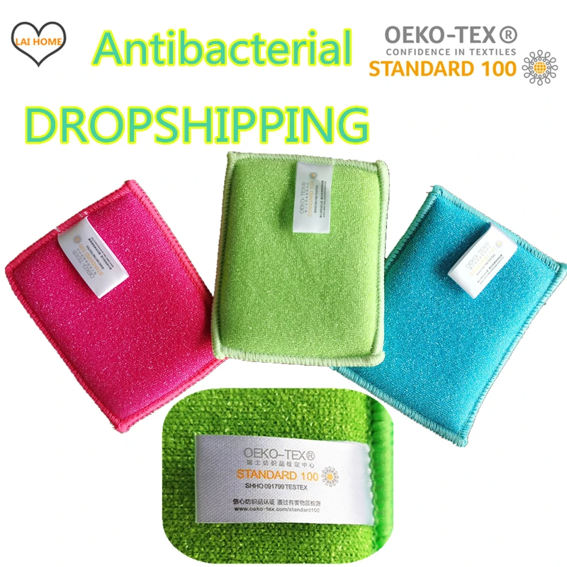 10PCS Brand kitchen Scrub Sponge removal tea coffee stains scouring pad double-sided friction microfiber sponges cleaning tools