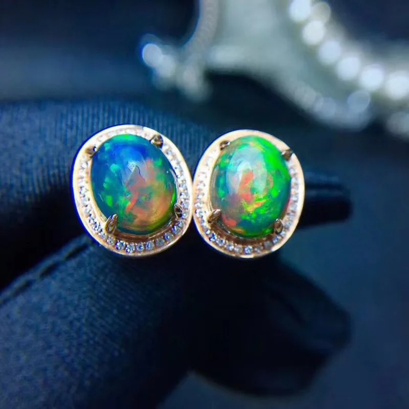 Natural Opal Gemstone Fashion  Earrings for Women Real 925 Sterling Silver Charm Fine Jewelry