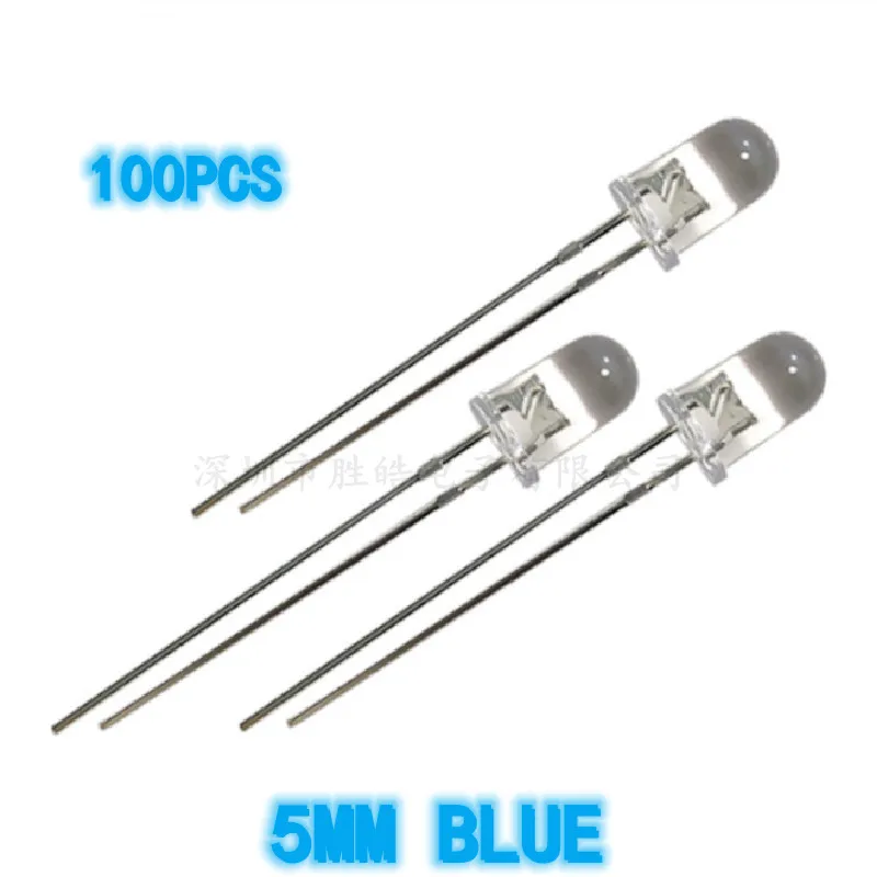 100 Cái/lốc Trong Suốt Tròn 5Mm Siêu Sáng Nước Rõ Ràng Xanh Đỏ Trắng Vàng Xanh Dương Sáng Bóng Đèn LED LED Phát Sáng f5