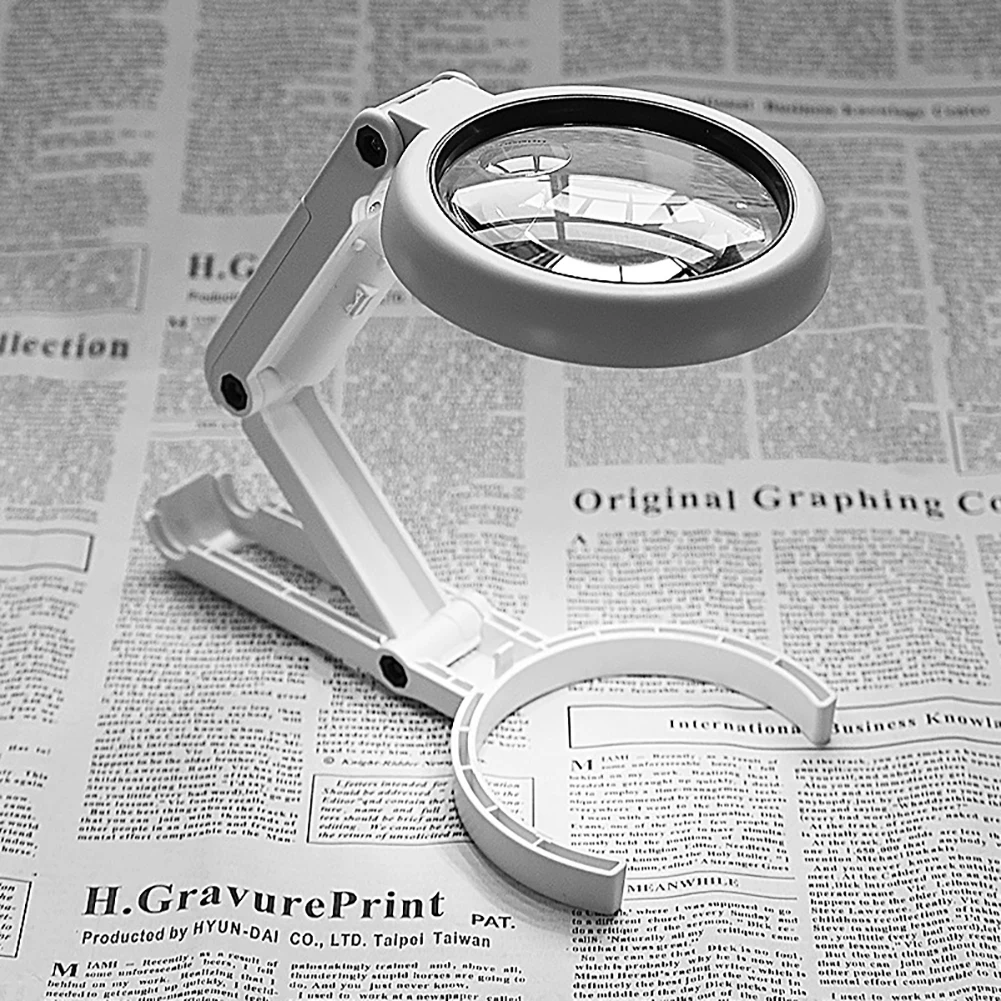

11x 5x Magnifying Glass With Light And Stand Foldable Handheld Desk Magnifier Dimmable For Close Work Macular Seniors Reading