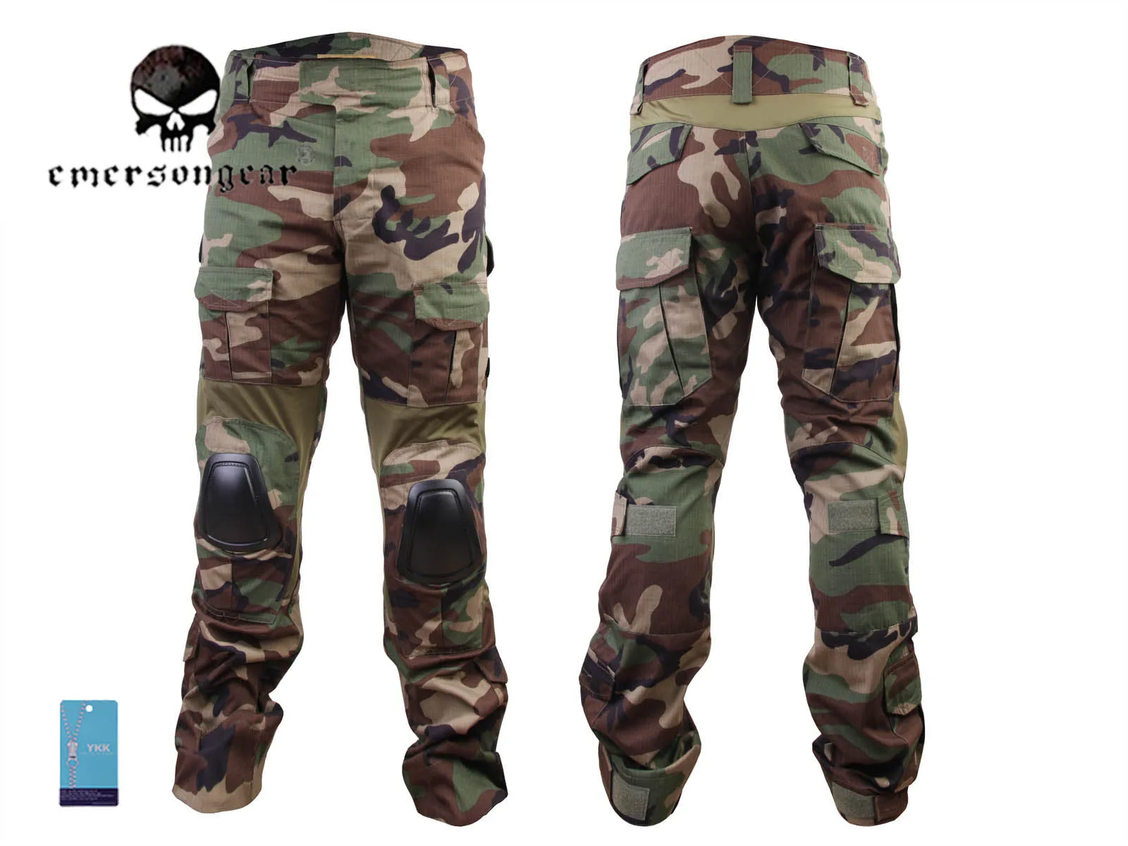 Emersongear-tactical pants for airsoft, combat BDU, with knee pad, outdoor hunting, woodland, em7044, G3