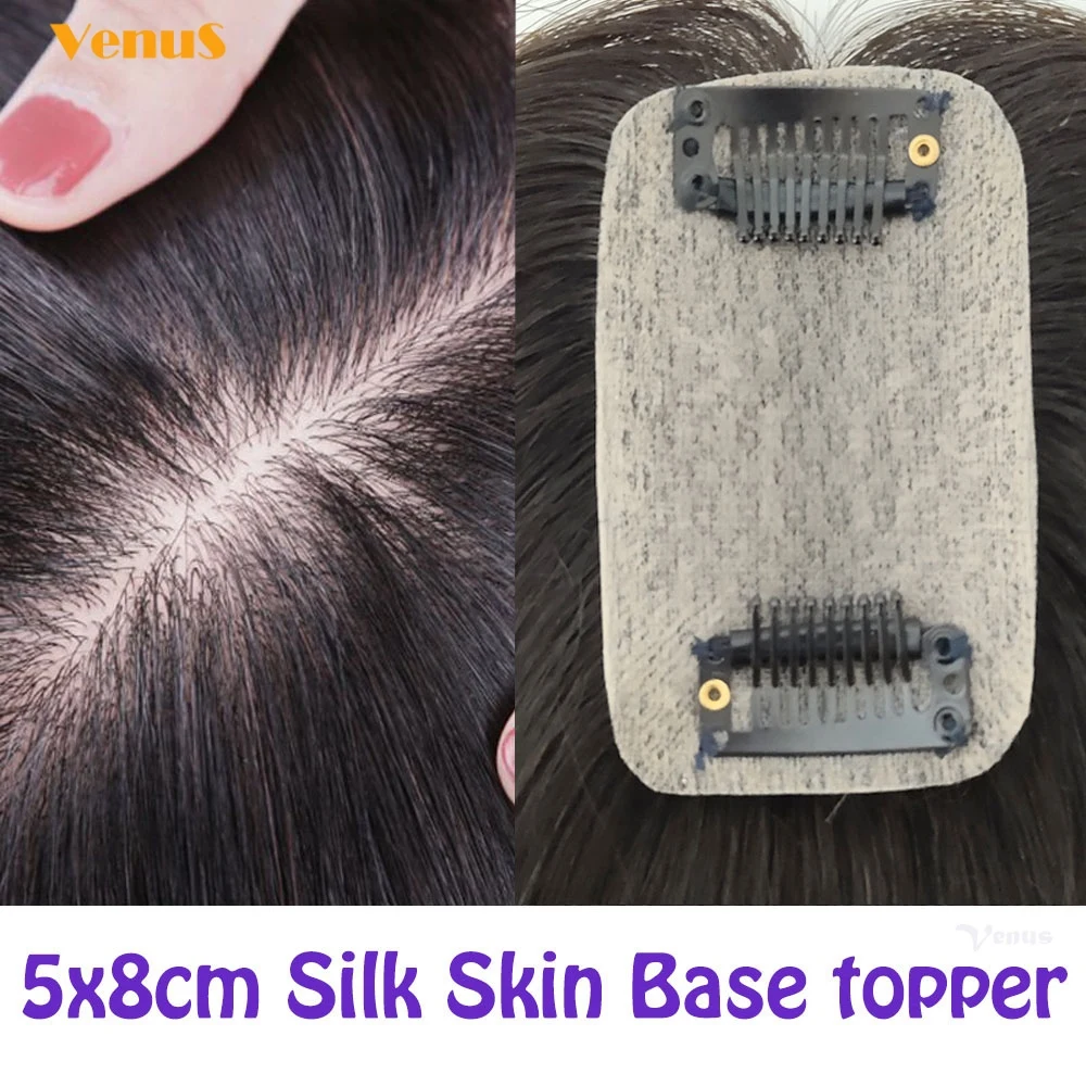 6-10 polegadas europeu virgem base de pele de seda do cabelo humano topper 6x10cm pequenos hairpieces com um corte bang parte centro do couro cabeludo topo peruca