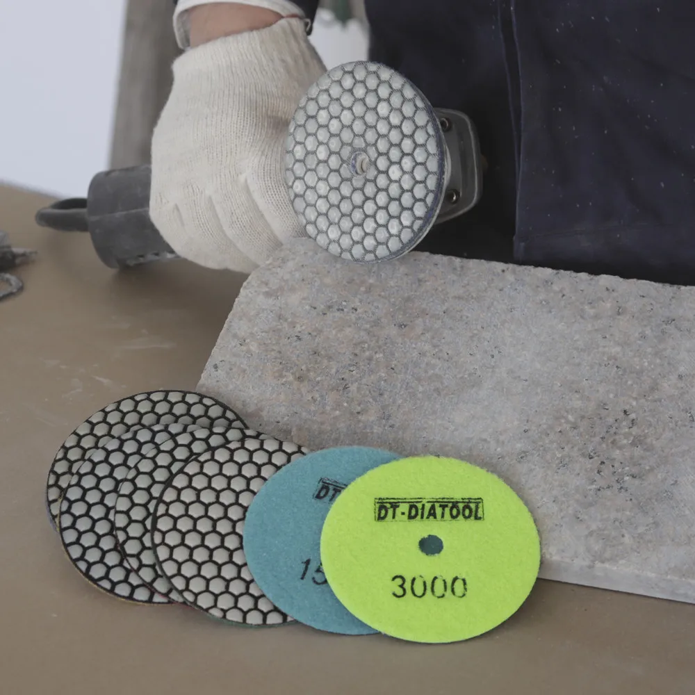 DT-DIATOOL 1pc Diamond Polishing Pads For Granite Marble Tile Ceramic Dry Flexible Resin Bond Sanding Disc Dia 4