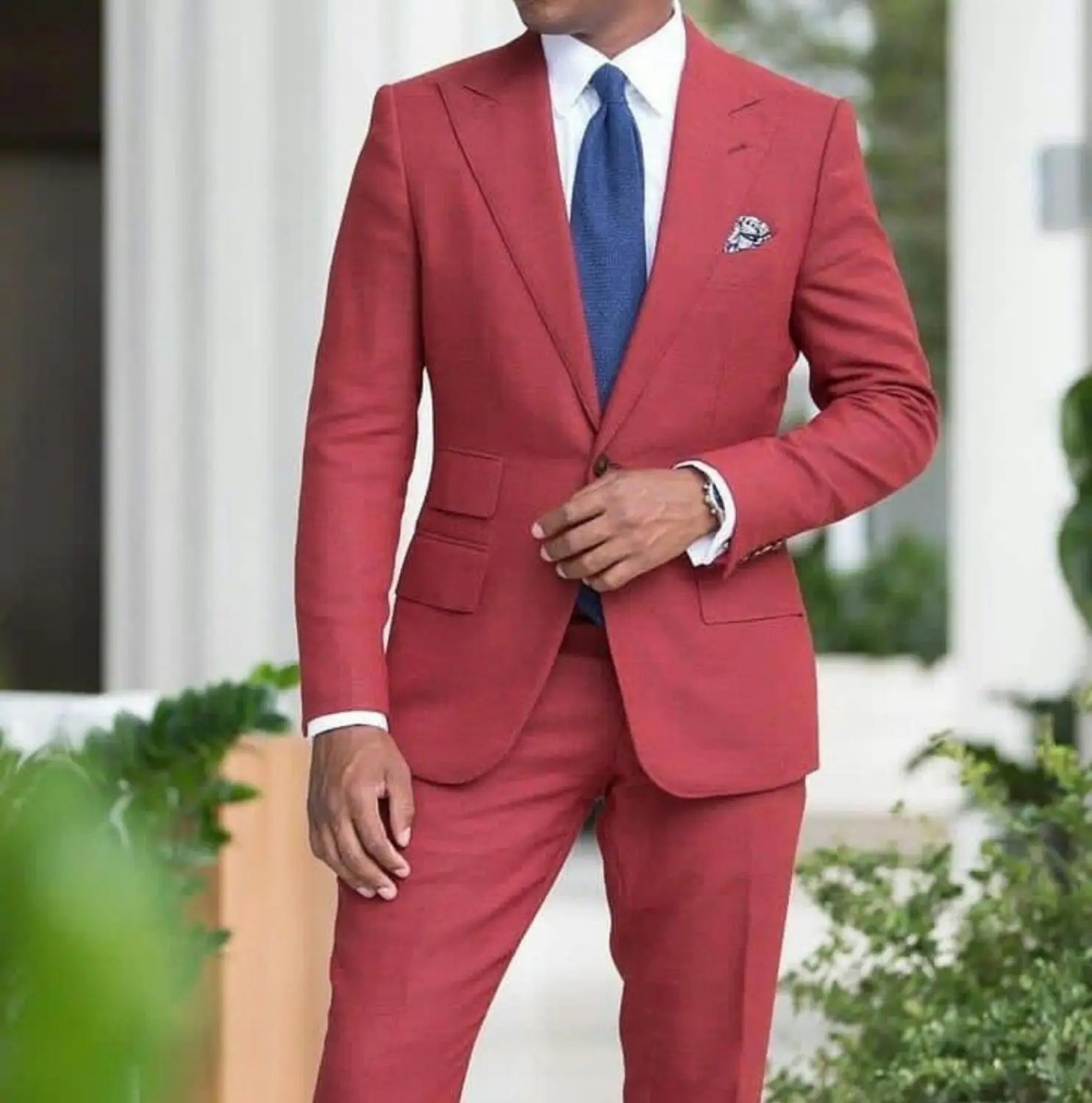 Traje Formal para novio, esmoquin ajustado con un botón para hombre, Blazer para fiesta de graduación y negocios (chaqueta + pantalones), moda 2021