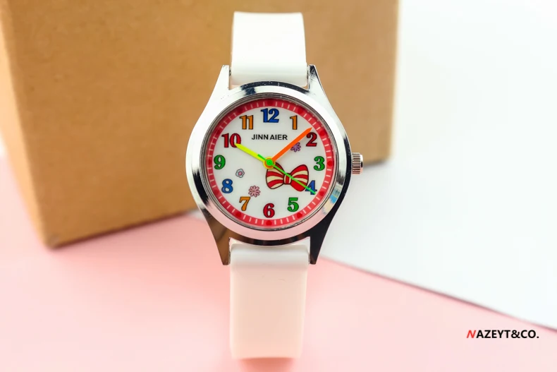 Reloj de cuarzo de silicona para niños, bonito reloj de dibujos animados con nudo de lazo, belleza, flor, vestido de gelatina, regalo para niñas, estudiantes