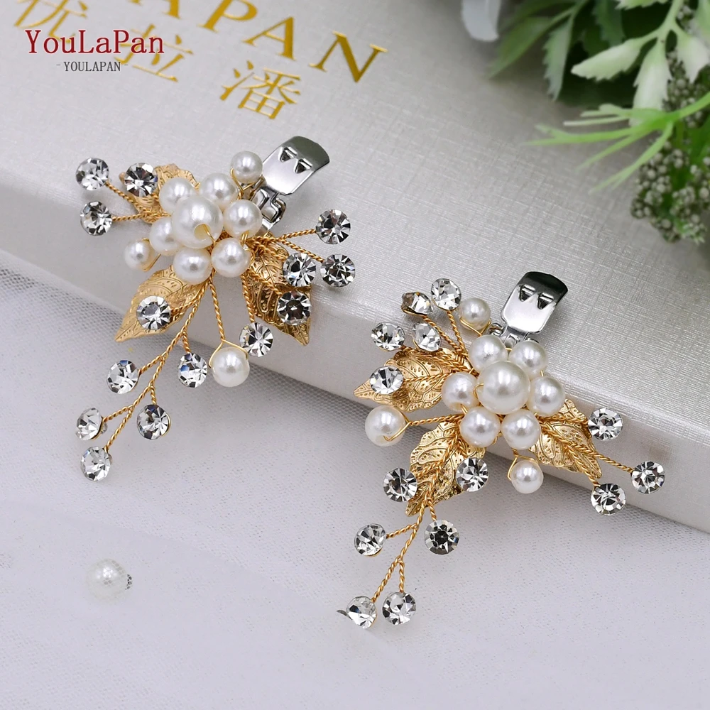 Topqueen X03 Gouden Bruiloft Schoen Clips Strass Schoen Gespen Clips Crystal Decoraties Legering Bladeren Party Schoenen Accessoires