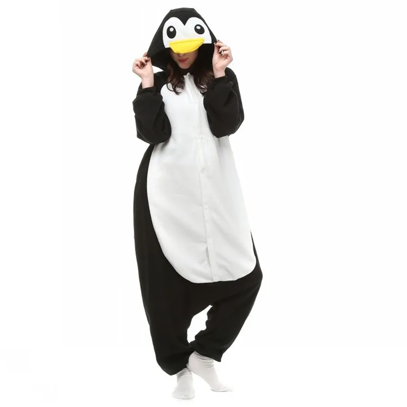 Black Penguin Men Women  Animal Onesie Costume Cartoon Christmas Family Onesie Adults Cosplay Raccoon Kigurumi