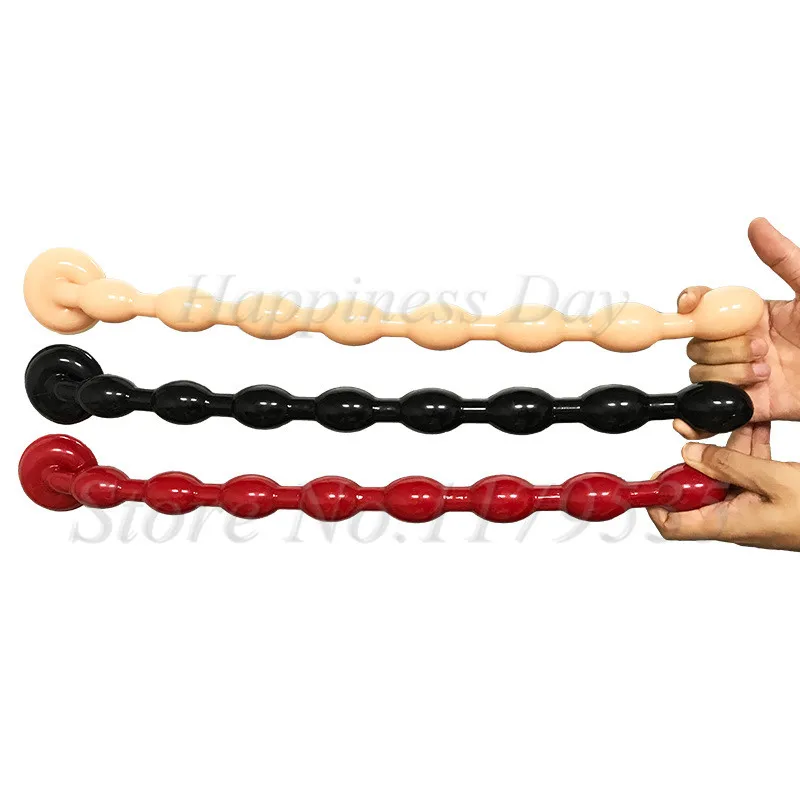 50cm Long Anal Bead Plug With Suction Cup Prostate Massager Anus Dilator Butt Plug 8 Beads Soft Buttplug Sex Toys For Men Women