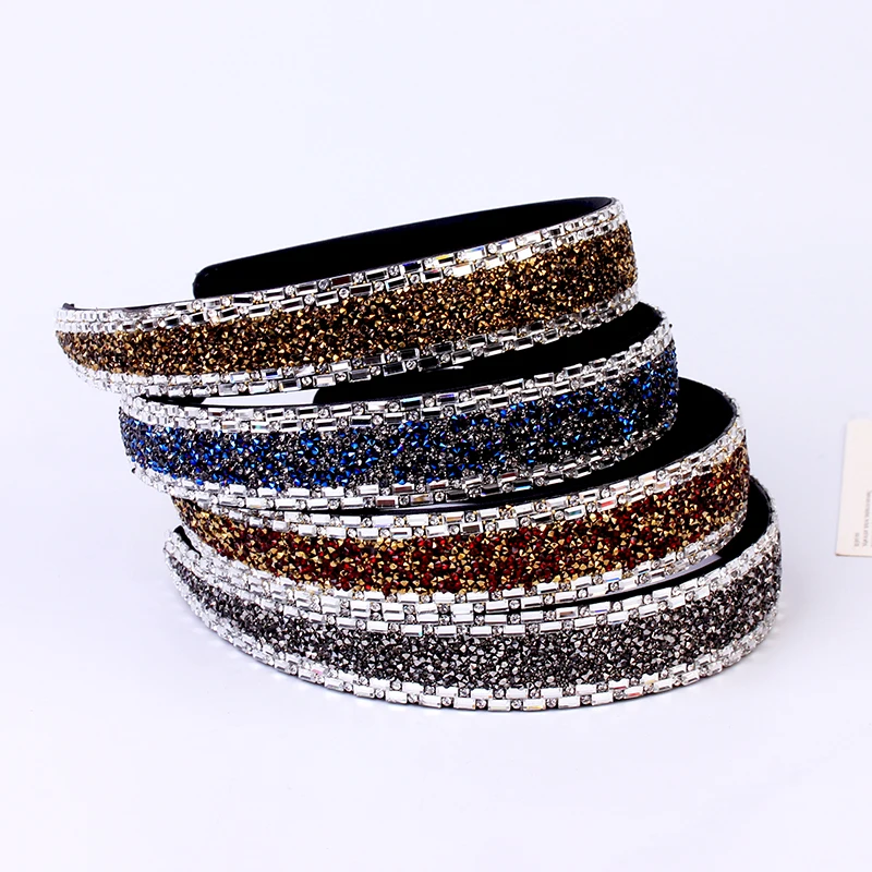 Colorful Rhinestones Headbands For Women Luxury Designer Headband Shiny Padded Diamond Crystal Bow Hoop Hair Bands Accessories