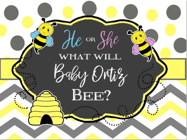 7 x5ft regali api He or She Gender Reveal Boy Girl Baby Shower Custom Photo Studio sfondo vinile 220cm x 150cm