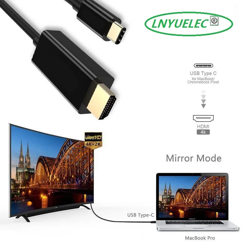 Loại C USBC Sang HDMI-Tương Thích Cho Macbook 4K HDTV Máy Chiếu Máy Tính Cáp Màn Hình HDTV Cáp dành Cho Galaxy S8 S8 + Plus