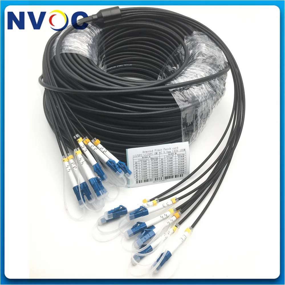 

8Cores 100M 125M 150M 200M 250M 300M Single Mode SM G657A,LSZH,5.0mm,8C LC/SC/FCUPC-LC/UPC Armored Fiber Optic Patch Cord Cable