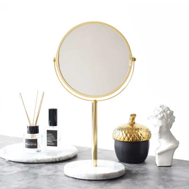 Black/White Marble Bathroom Make-up Mirror Table Top Double Faced Bath Mirror makeup Mirror Bathroom Accessories