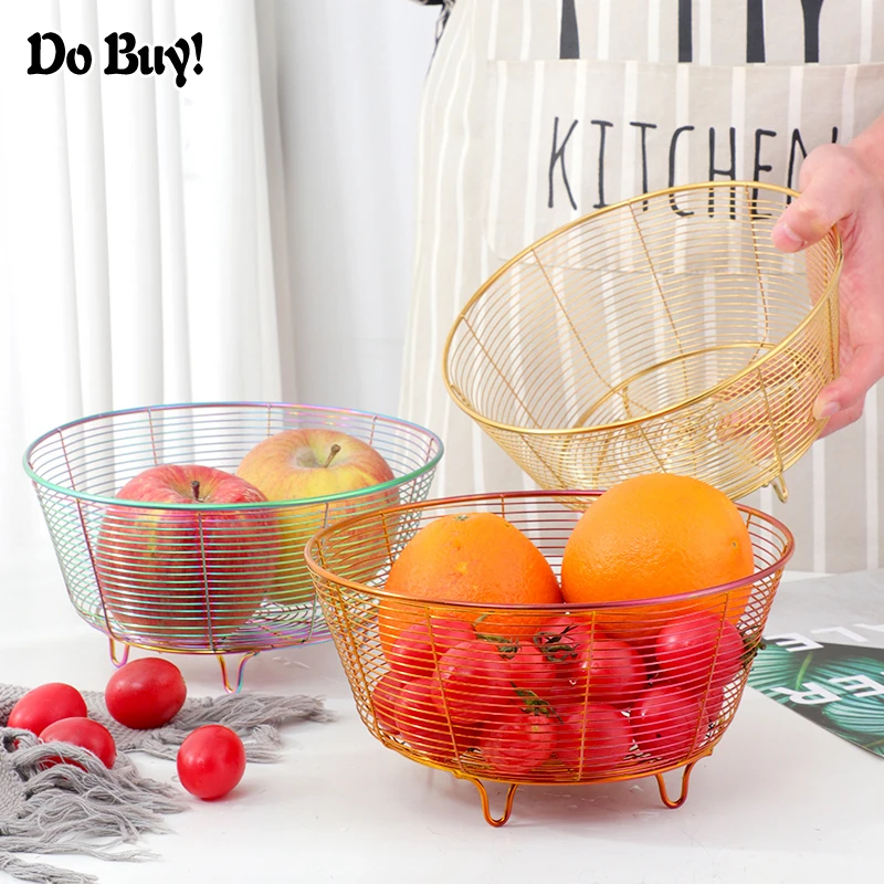 

1 Pcs Fruit Basket Stainless Steel Wire Basket Kitchen Drain Rack Fruit Vegetable Storage Holder Snack Kitchen Storage Basket