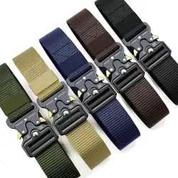 Cinture tattiche da uomo cinture in pelle pesante di Nylon regolabili militari cinture con fibbia in metallo militare per uomo 125CM