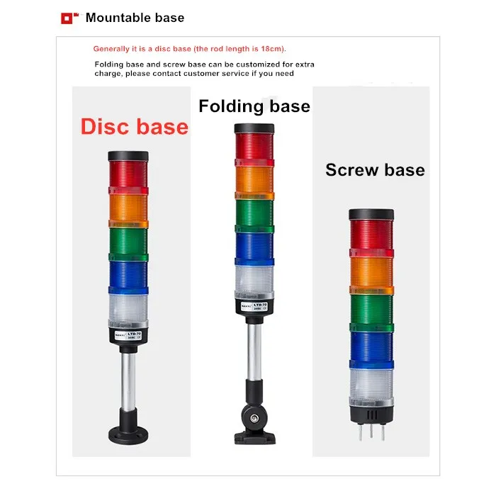 Imagem -04 - Torre de Sinal de Led 70 mm 24v Vermelho Amarelo Verde Luz Multicamadas Alarme de Visão para Máquina Industrial