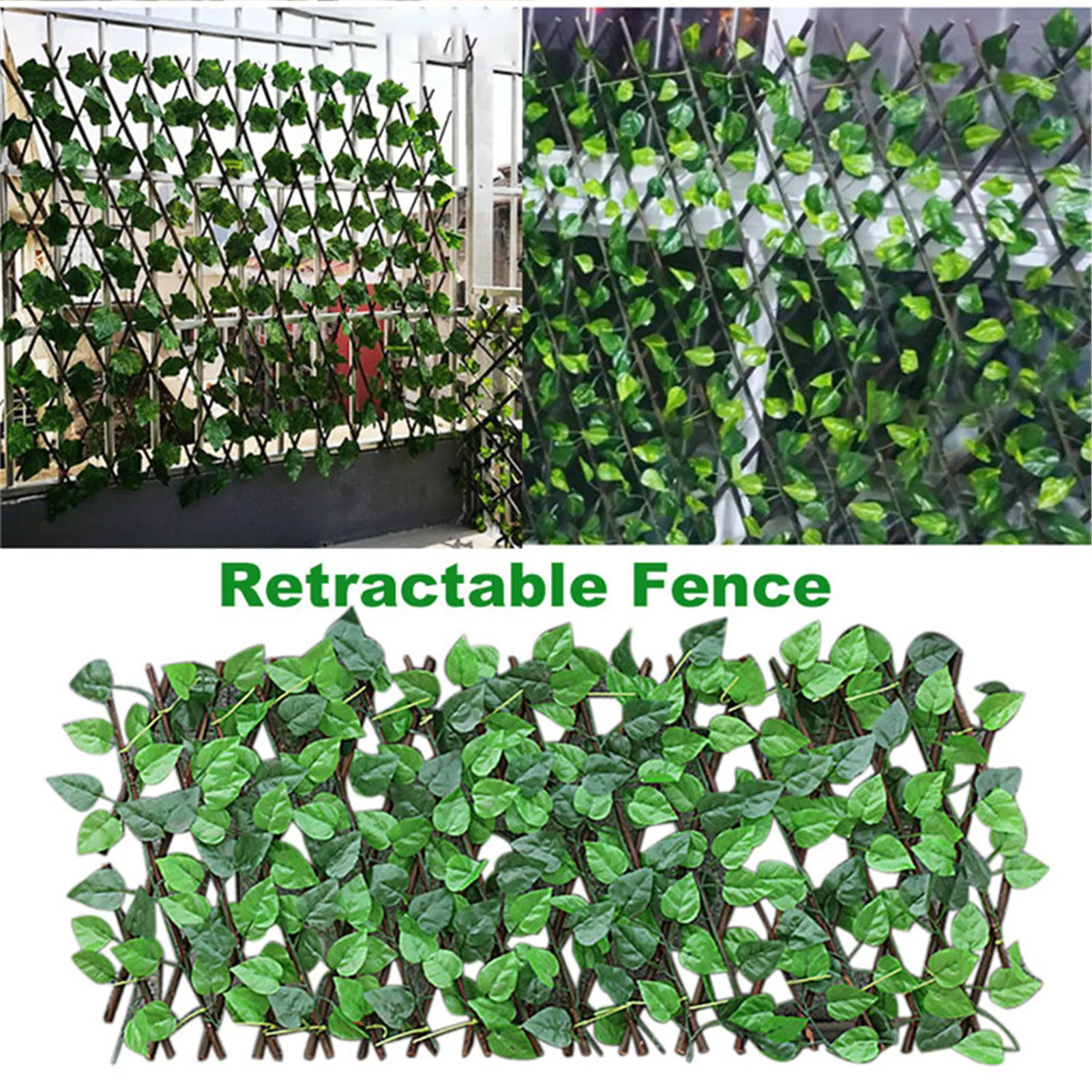 Green Vines Wooden Expandable Faux Privacy Fence Artificial Garden Decoration Fence UV Protected Privacy Hek Fence Panel tuinhek