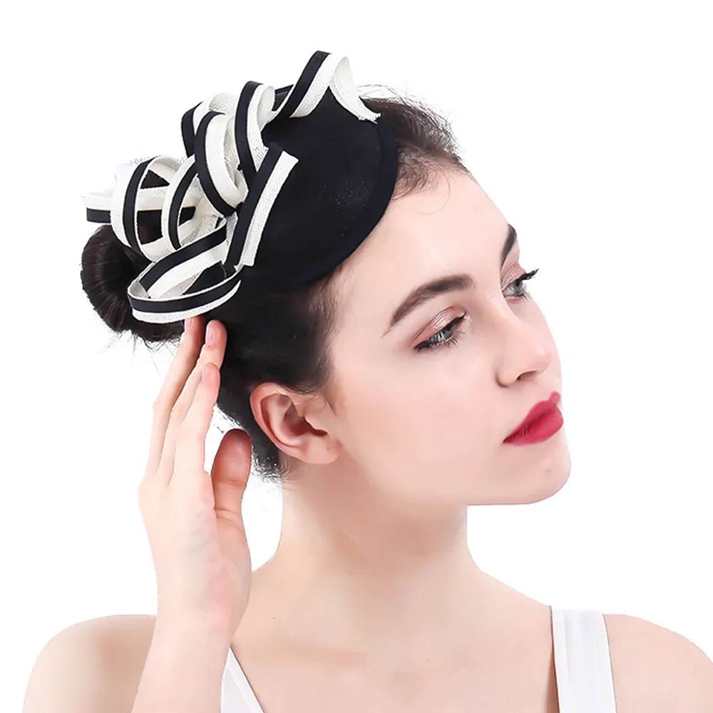 

Ladies Wedding Church Fascinator Hat Hairpins For Wedding Headpiece With Hoops Summer Chapeau For Women Hair Accessories SYF334