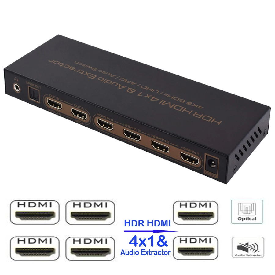 Nowy przełącznik 4K HDMI 2.0 przełącznik Splitter 4 w 1 wyjście 4K/60HZ HDCP 2.2 konwerter HDMI dla PS4 pro Blue ray DVD,Xbox