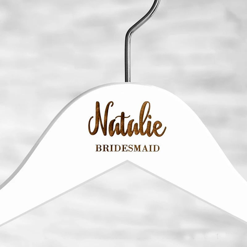 Personalized Wedding Hanger with Bow, Engrave Name Wood Hanger, Custom Bridal Bridesmaid Hanger, Bridal Party Gift