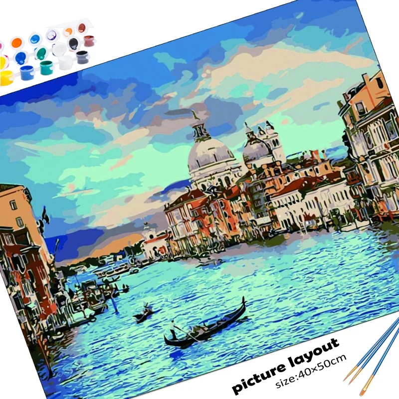 CHENISTORY Paint By Numbers Italy Landscape DIY Digital Painting By Number Wall Art Canvas Acrylic Paint Home Decor Picture Gift