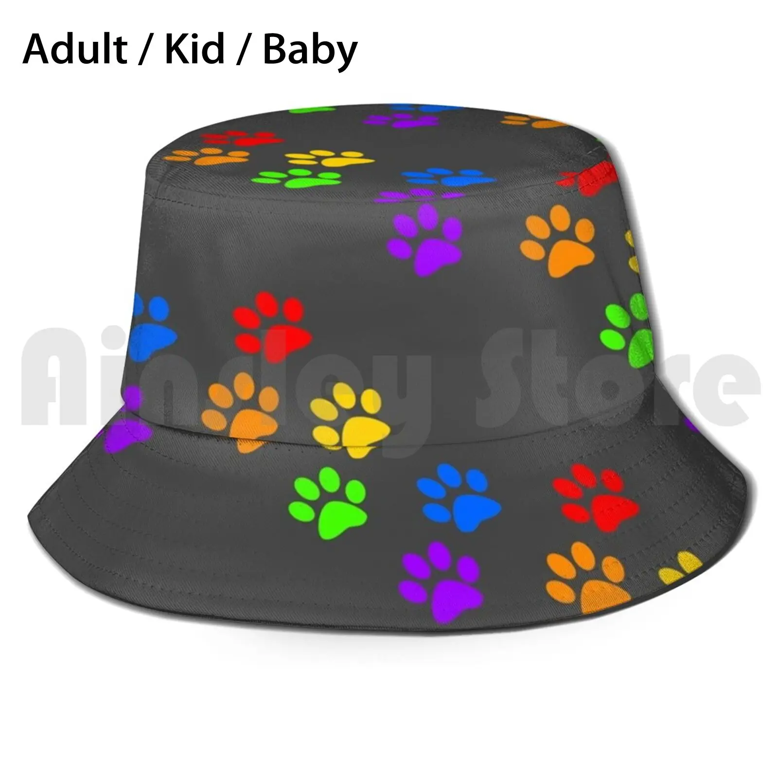 Rainbow Paw Prints Sun Hat Foldable UV Protection Pride Rainbow Paw Paw Paws Cute Cat Kitty