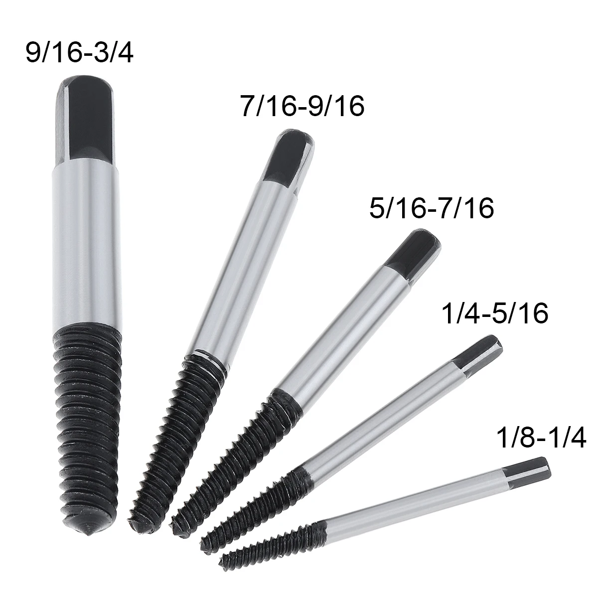 5pcs/lot High Carbon Steel Damaged Screw Extractor Easy Out Set Drill Bits Broken Bolt Stud Remover Tools with Plastic Box