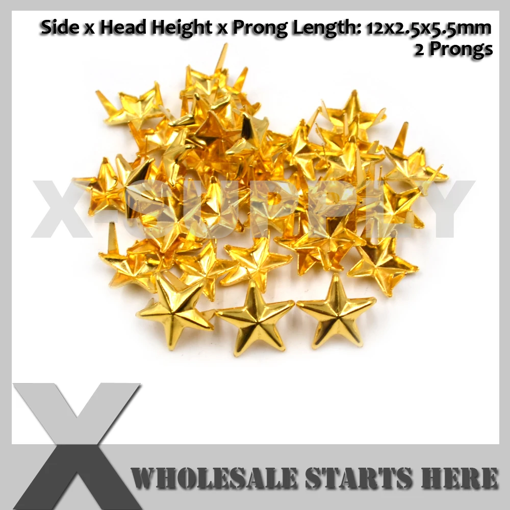 

12.5mm STAR Prong Rivet Studs With 2 Prongs for Leather Jacket,Belt,Shoe,DIY Dog Collars