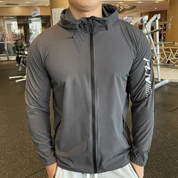 Autumn Hoodies Sport Shirt Men Zipper Running Jackets spandex Fitness Gym outdoor Sports climbing Clothing Sport Top Sportswear
