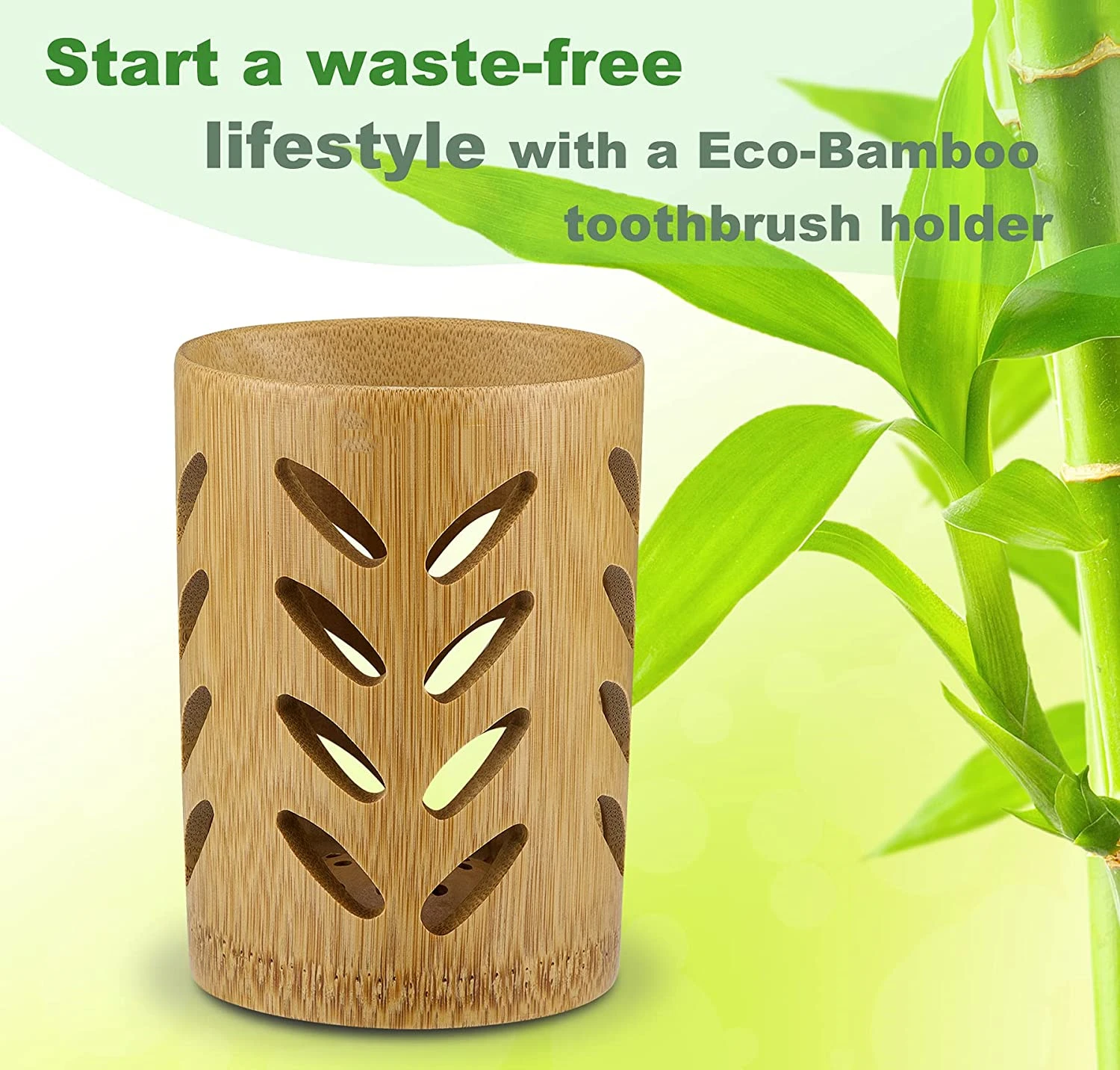 Bamboo Toothbrush Holder for Bathroom Toothbrush Cup with Drainage Quick Drying Bathroom Cup air Circulation Toothpaste Holder