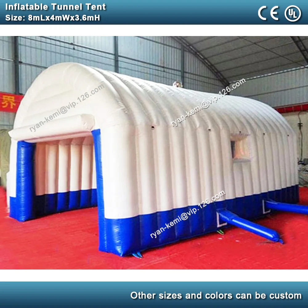 8mLx4mWx3.6mH สีขาว Inflatable อุโมงค์เต็นท์ Windows กลางแจ้ง Inflatable นิทรรศการรถยนต์ Shelter Marquee Trade Show กีฬาเต็นท์