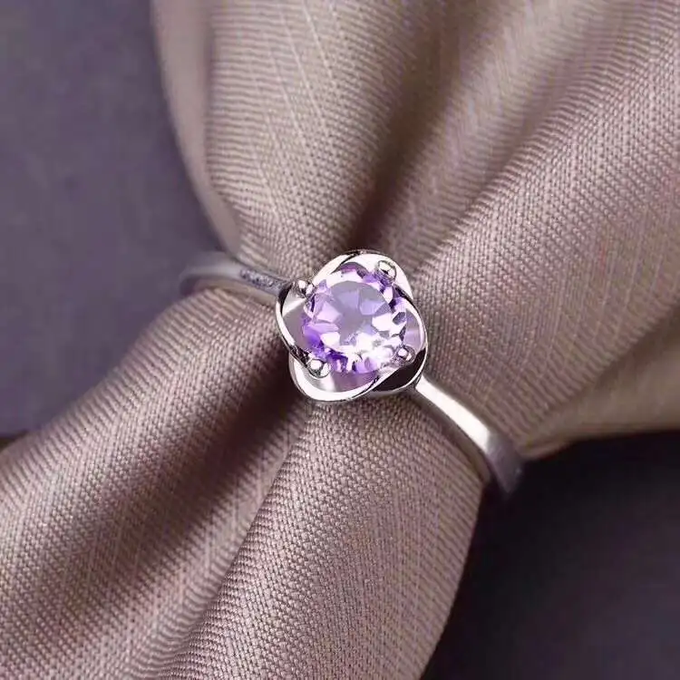 

Natural And Real Amethyst Gemstone Ring 925 Sterling Silver Ring for Women Wedding Ring