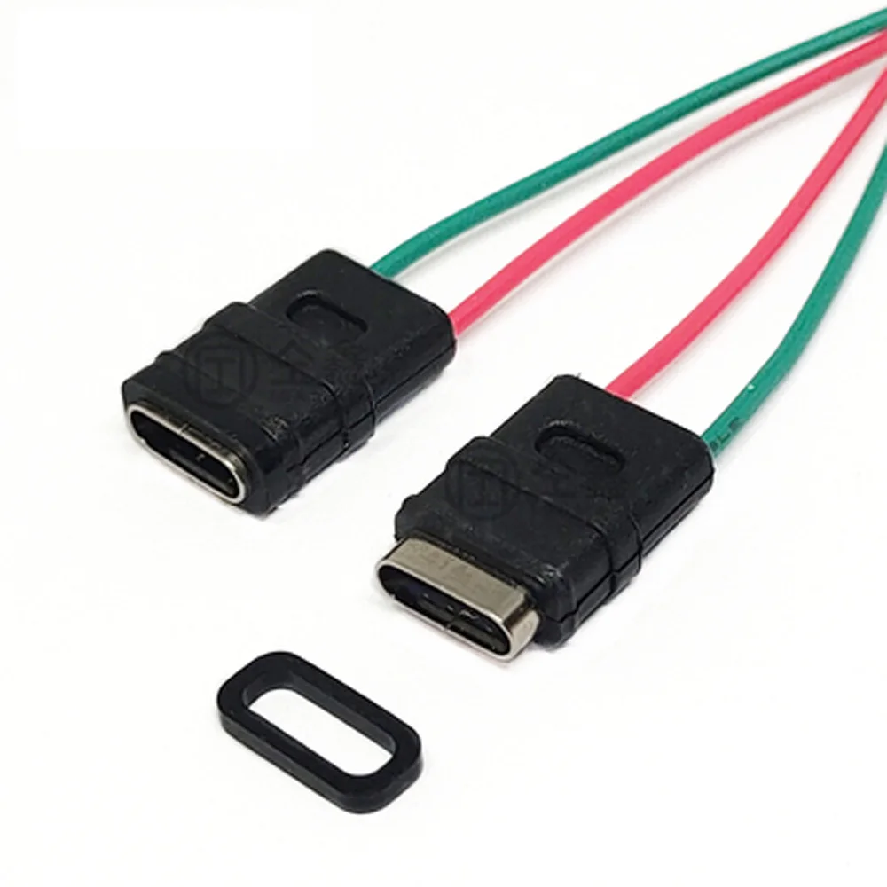 Fio de solda impermeável com Fios Negativos Positivos, Conector Fêmea, Tomada de Carregamento, Micro USB Jack, Tipo-C, W Tipo-C, 30Pcs