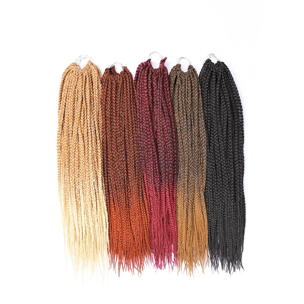 Box Braids Crochet Hair Ombre Synthetic Braiding Hair Extensions Crochet Braids Hair for African Braids Brown for Black Women