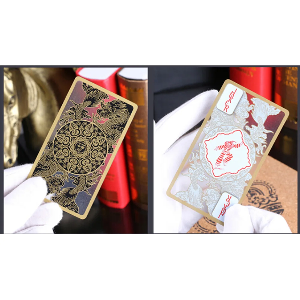 Waterproof Transparent PVC Poker Gold Edge Playing Cards Dragon Card Novelty High Quality Collection Board Game Gift Durable