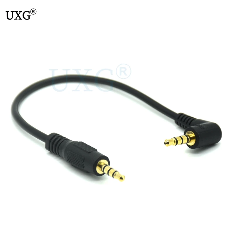 20CM 90 Degree Right Angle 4 Pole TRRS 3.5mm Aux Audio Short Cable Extender Adapter M/F 3.5mm for PC OR Mic-earphone