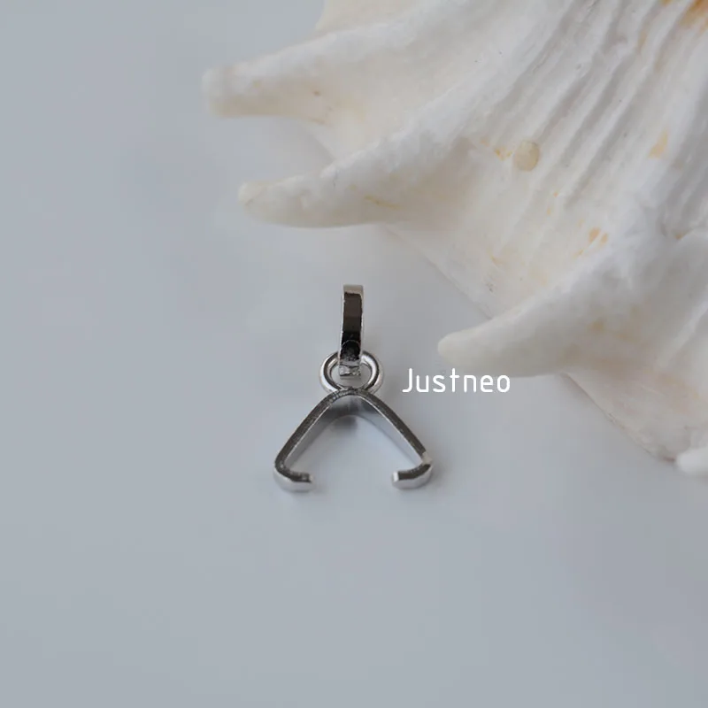 13mm solid 925 sterling silver bail pendant connector, pinch bail with ice-pick for necklace & pendant silver jewelry, 1 piece